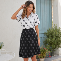 Classy Balloon Dogs Women's Short Sleeve Button-Up Blouse