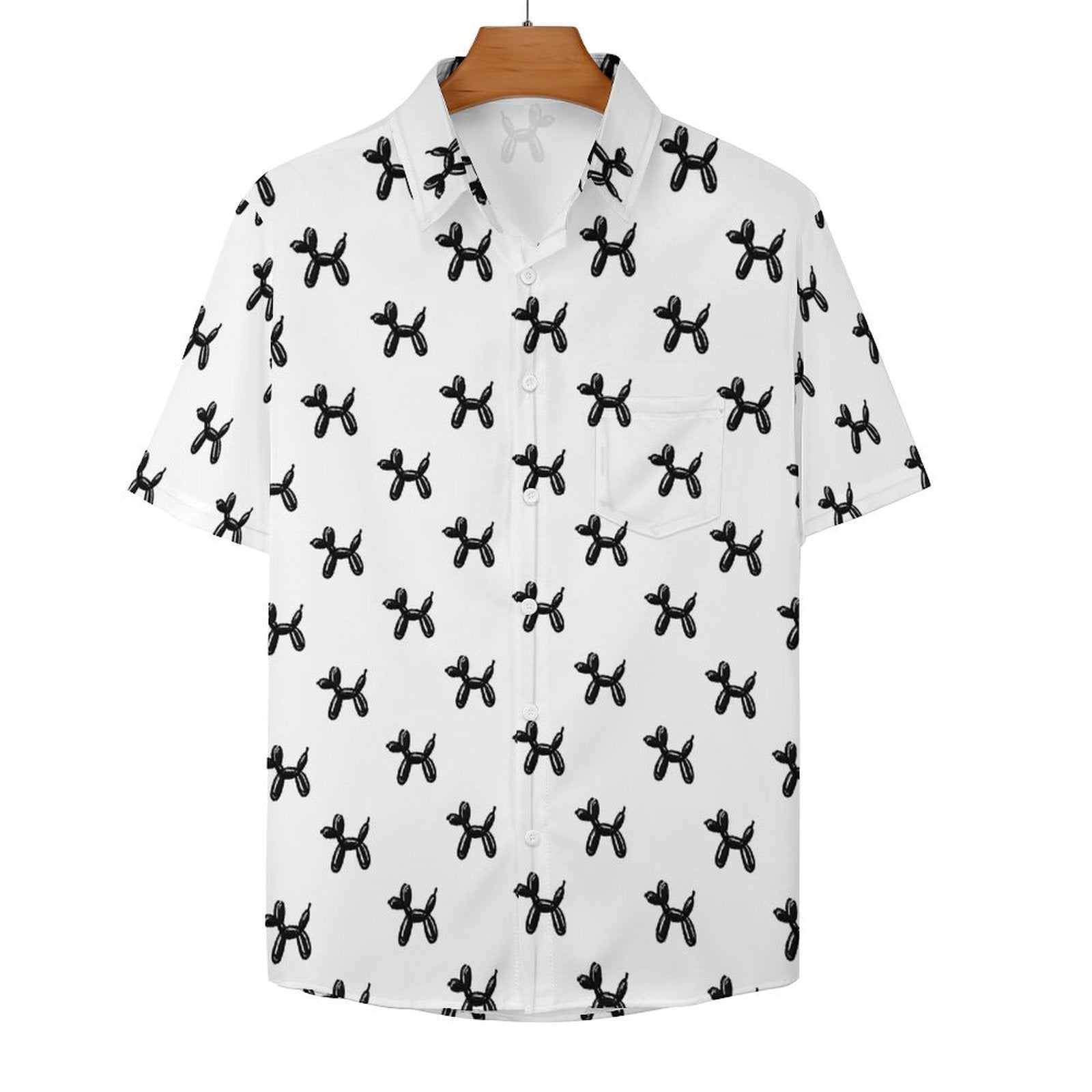 Classy Balloon Dogs Women's Short Sleeve Button-Up Blouse