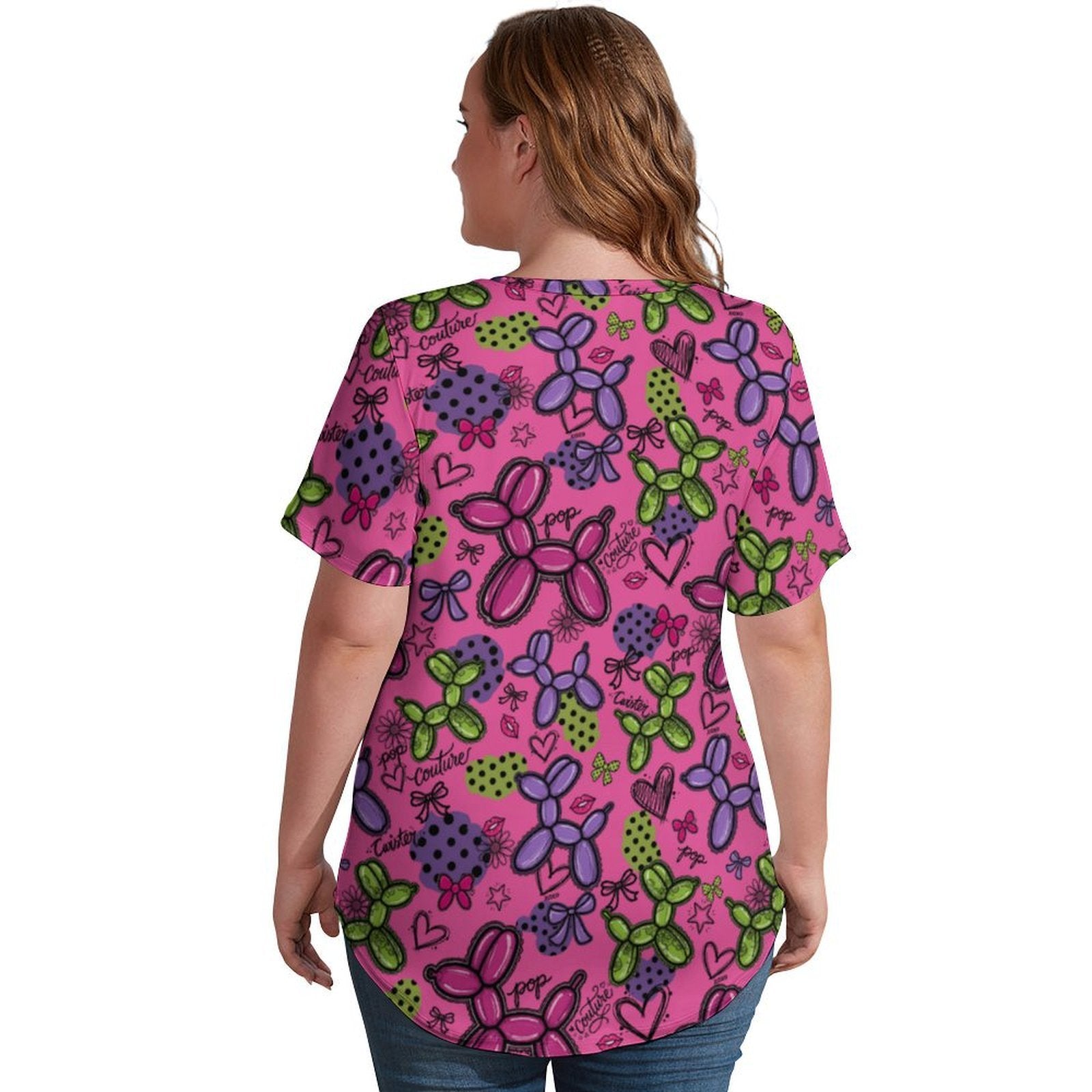 Pop Couture Twister Women's Ice Silk V-Neck Top