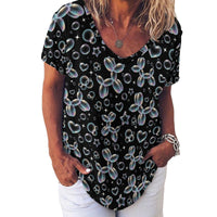 Bubble Balloon Dogs Women's Ice Silk V-Neck Top