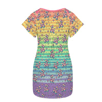 Retro Rainbow Women's Shirt Dress with Pockets