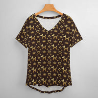 Decadent Dogs Women's Ice Silk V-Neck Top