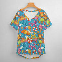 Summer Lovin' Women's Ice Silk V-Neck Top