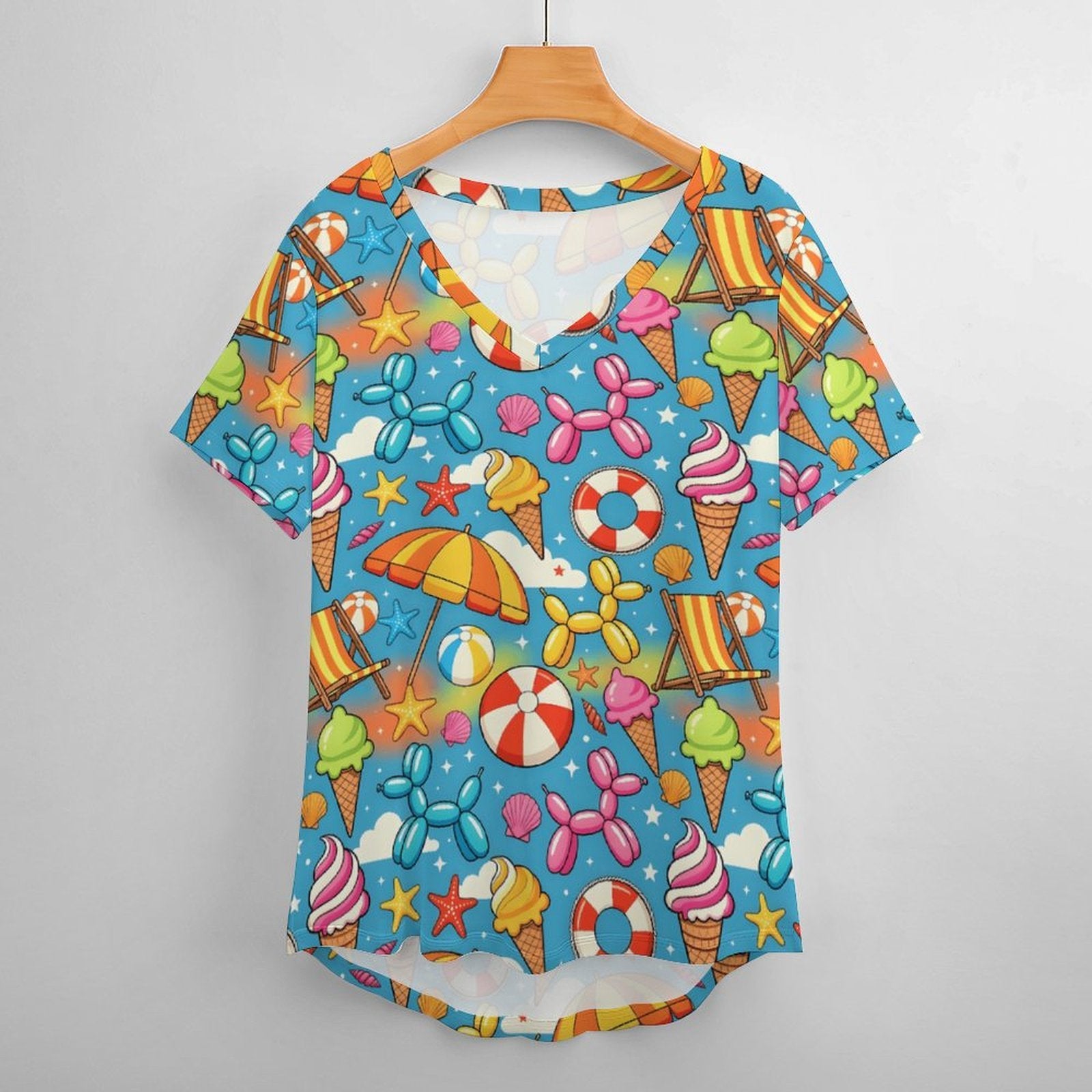 Summer Lovin' Women's Ice Silk V-Neck Top