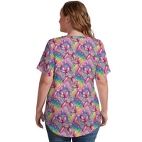 Aurora Pop - Women's Ice Silk V-Neck Top