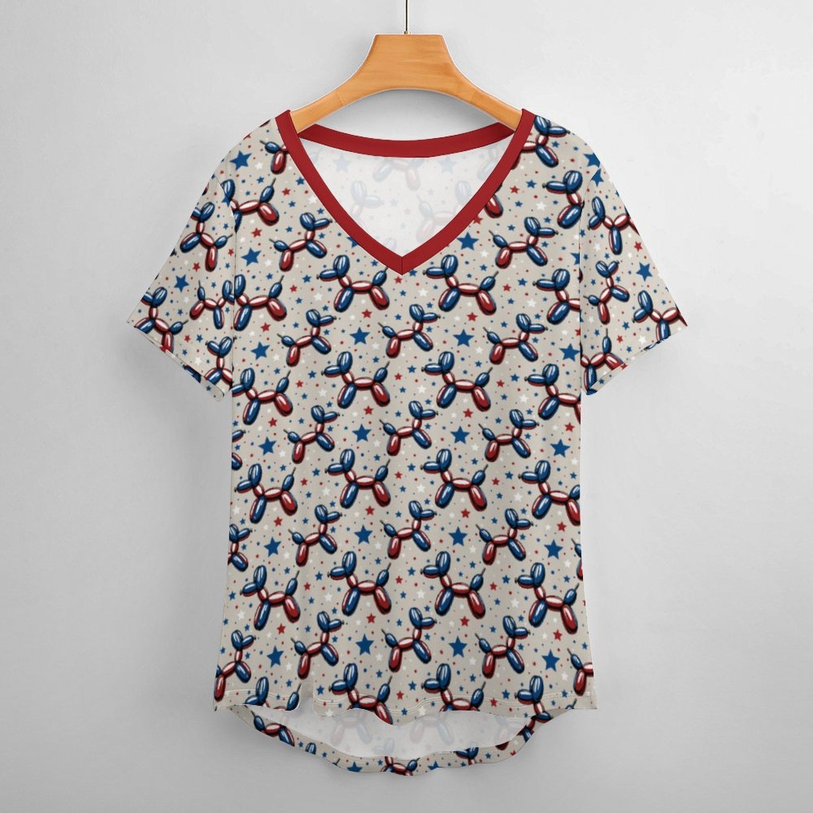 Patriotic Pups Women's Ice Silk V-Neck Top