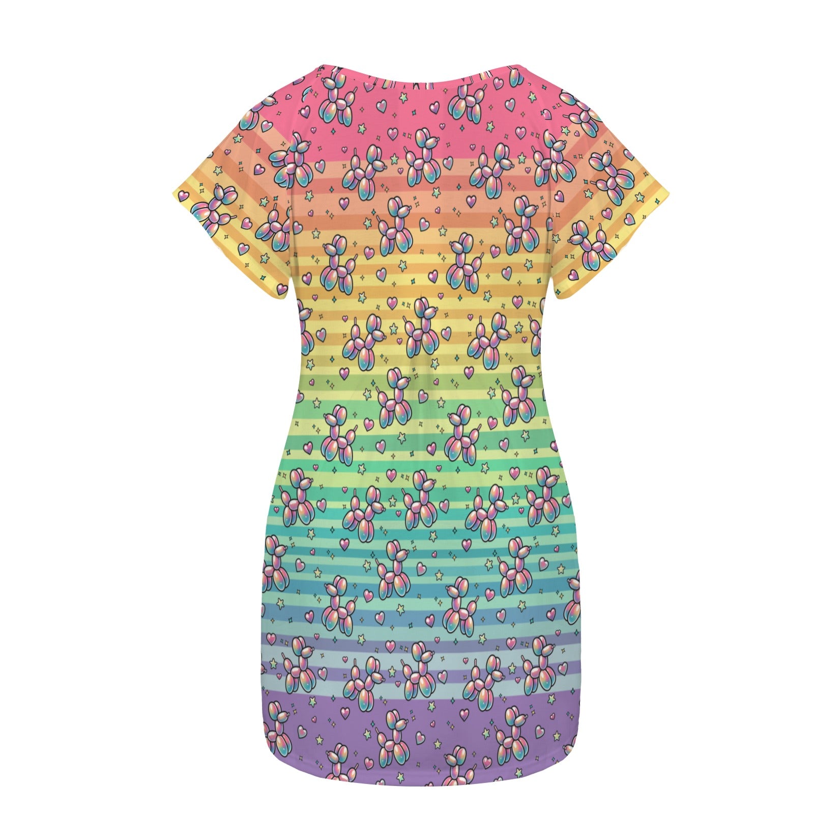 Retro Rainbow Women's Shirt Dress with Pockets