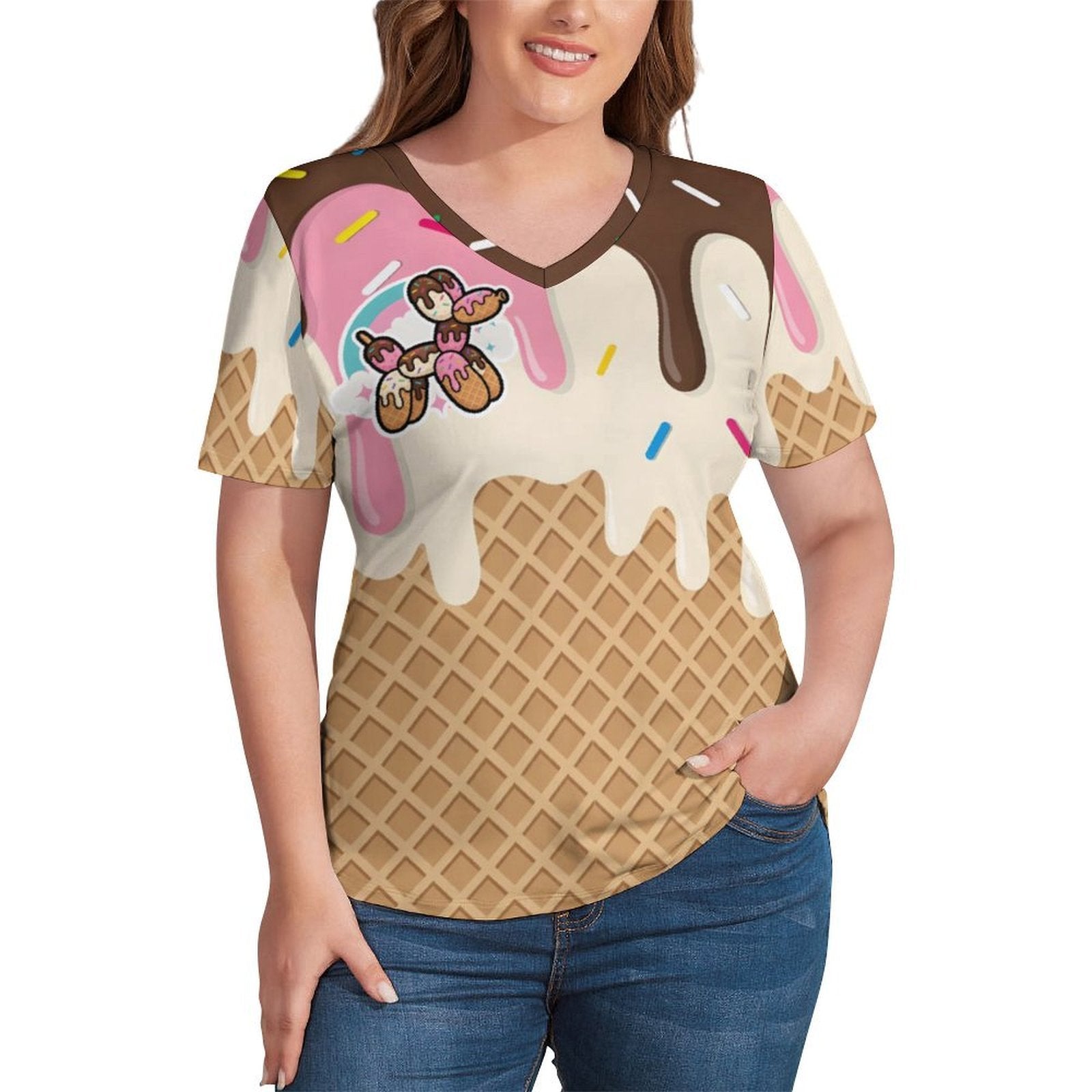 Drip Dog Women's Ice Silk V-Neck Top