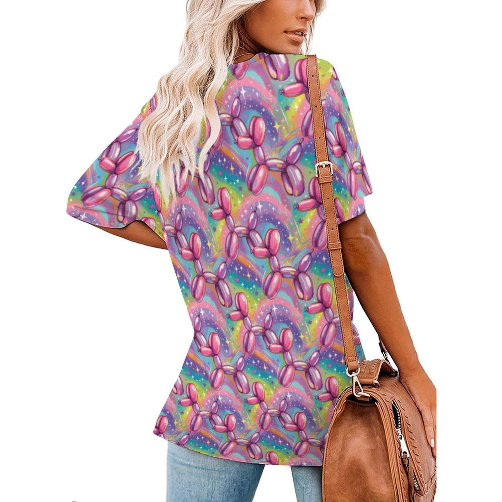 Aurora Pop - Women's Ice Silk V-Neck Top