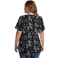 Bubble Balloon Dogs Women's Ice Silk V-Neck Top
