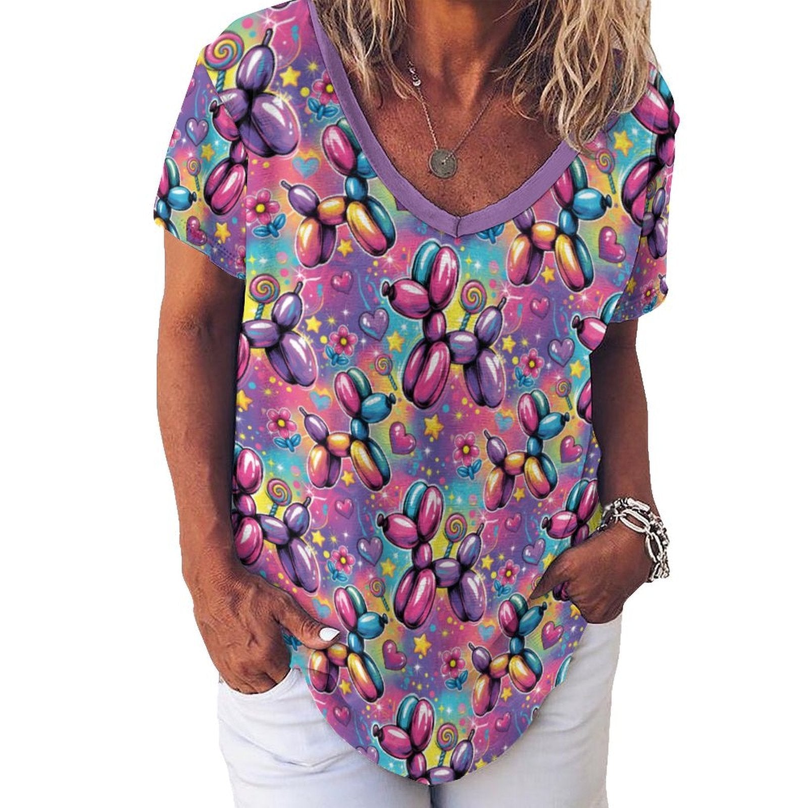 Sweet Dreams Dogs Women's Ice Silk V-Neck Top