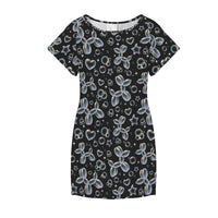 Bubble Balloon Dogs Women's Shirt Dress with Pockets