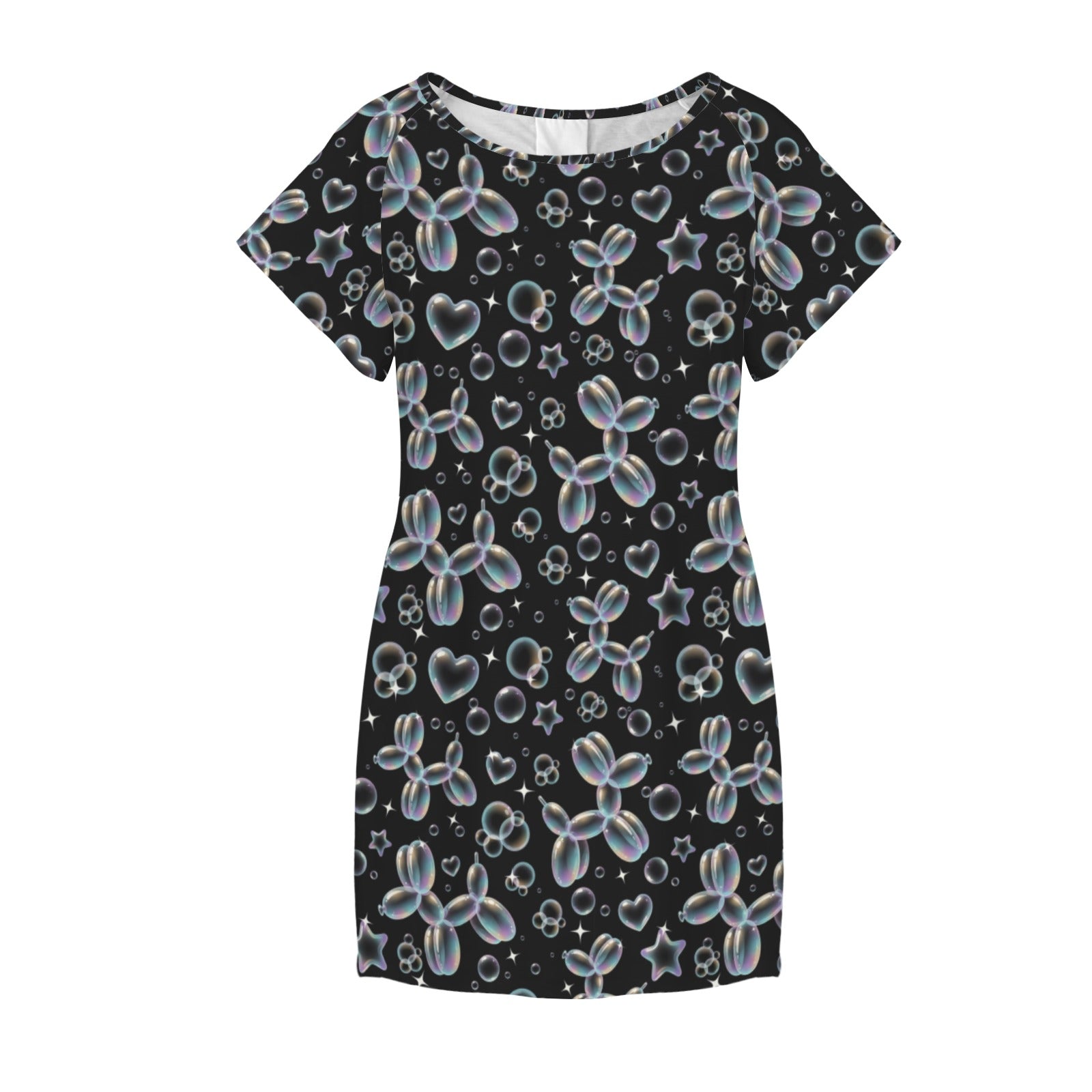 Bubble Balloon Dogs Women's Shirt Dress with Pockets