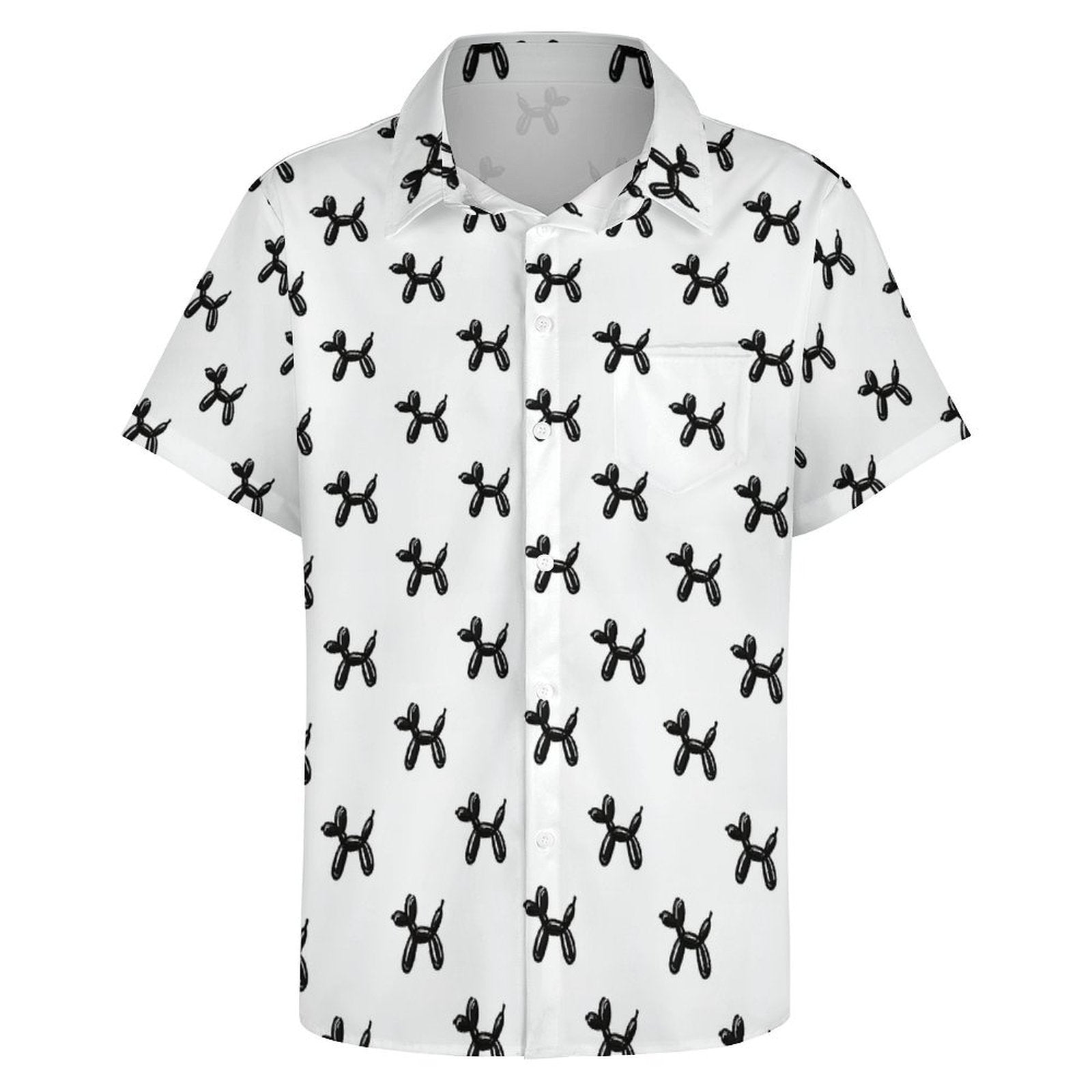 Classy Balloon Dogs Women's Short Sleeve Button-Up Blouse
