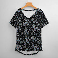 Bubble Balloon Dogs Women's Ice Silk V-Neck Top