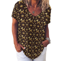 Decadent Dogs Women's Ice Silk V-Neck Top