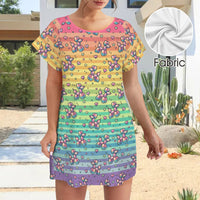 Retro Rainbow Women's Shirt Dress with Pockets