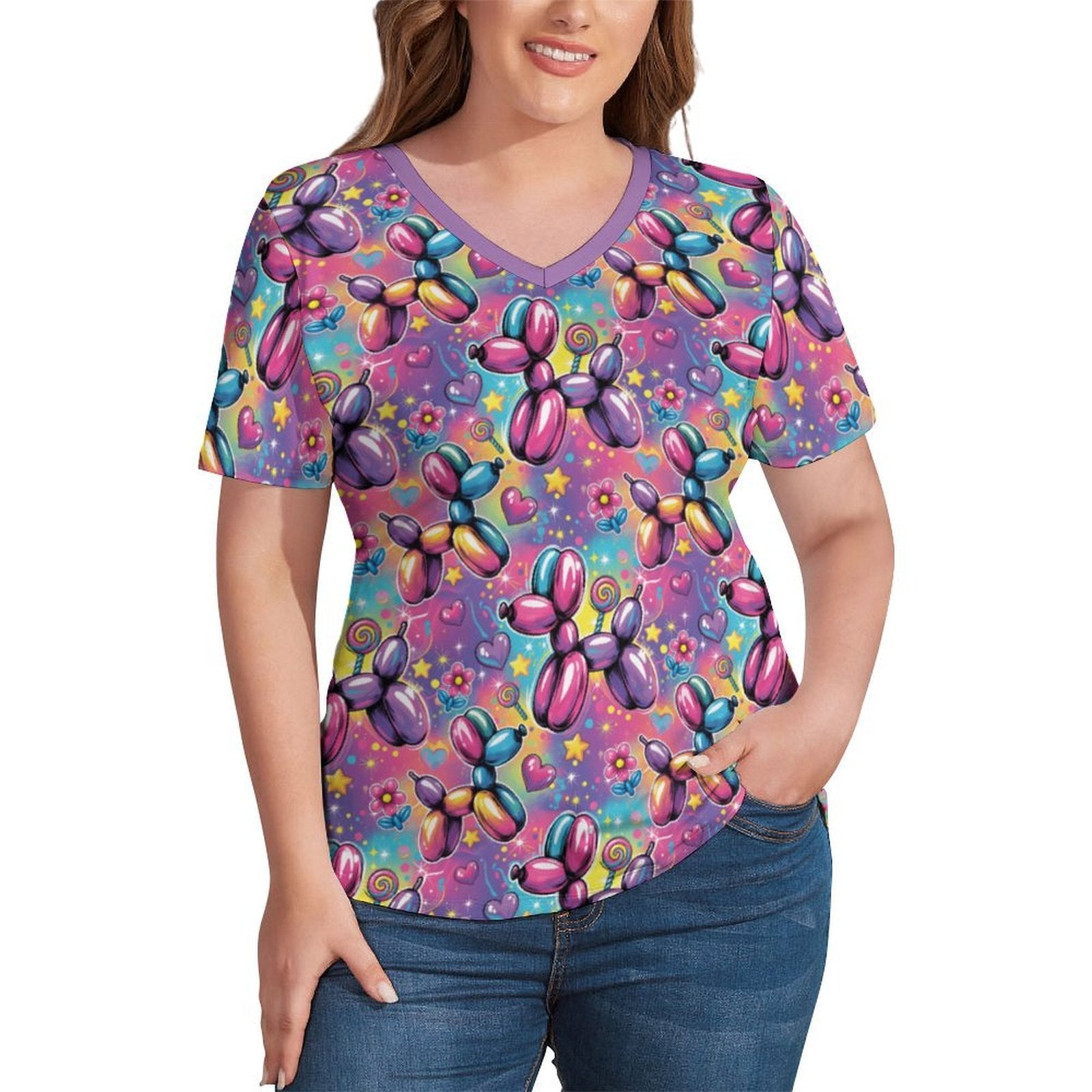 Sweet Dreams Dogs Women's Ice Silk V-Neck Top