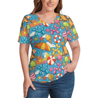 Summer Lovin' Women's Ice Silk V-Neck Top