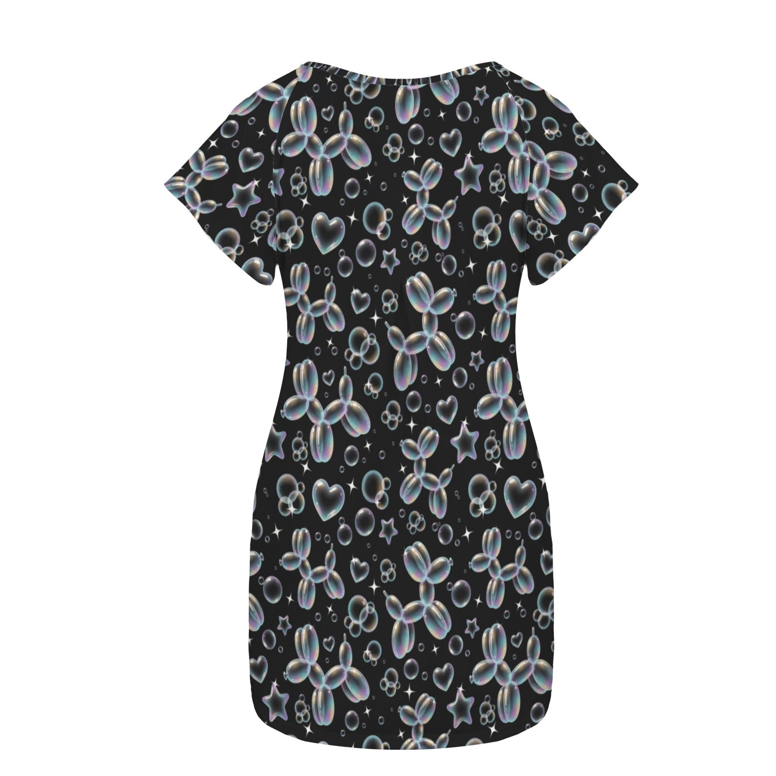 Bubble Balloon Dogs Women's Shirt Dress with Pockets