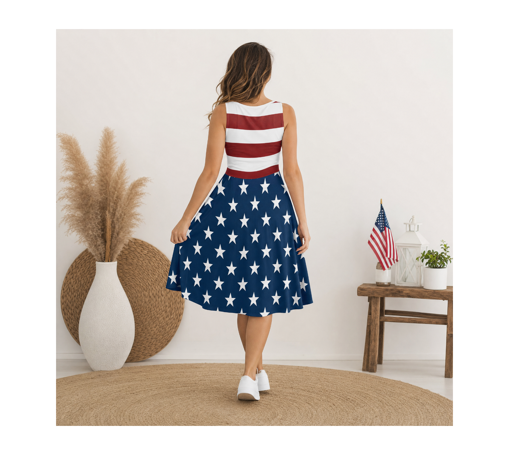 Patriotic Pups Women’s Fit & Flare Sleeveless Dress