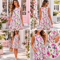 Petal Pop Women’s Flowy Sleeveless Dress with Pockets
